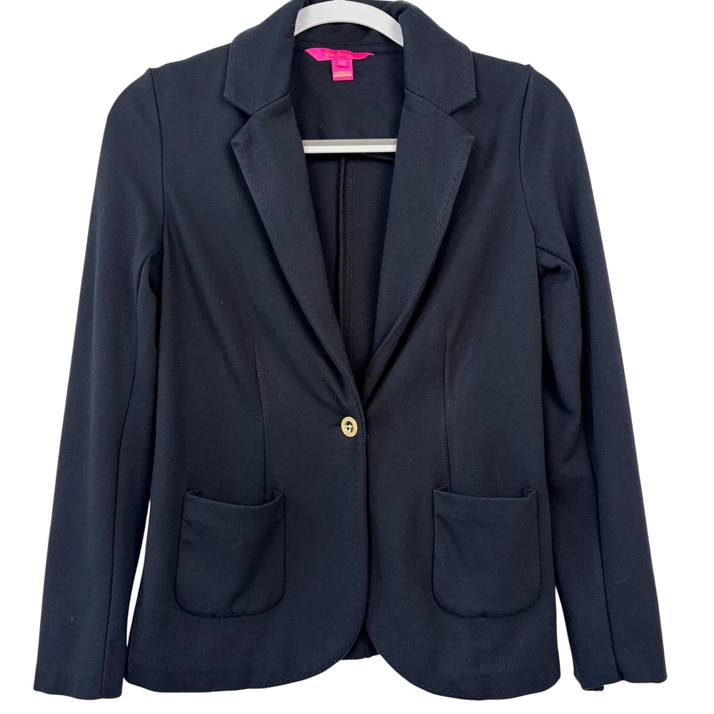 Lilly Pulitzer Unlined Knit Blazer XS Navy Blue